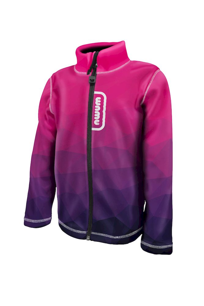 Fleecejacke in pink und lila mit 3D Effekt von vorne