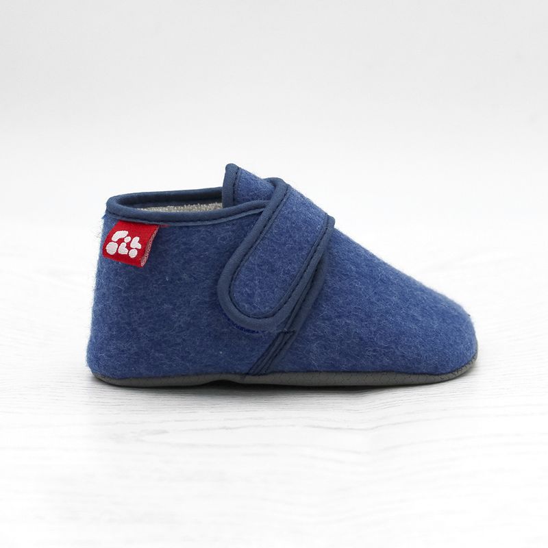 POLOLO Barfuss-Hausschuh Wolle Blau POLOLO Barfuss-Hausschuh Wolle Blau