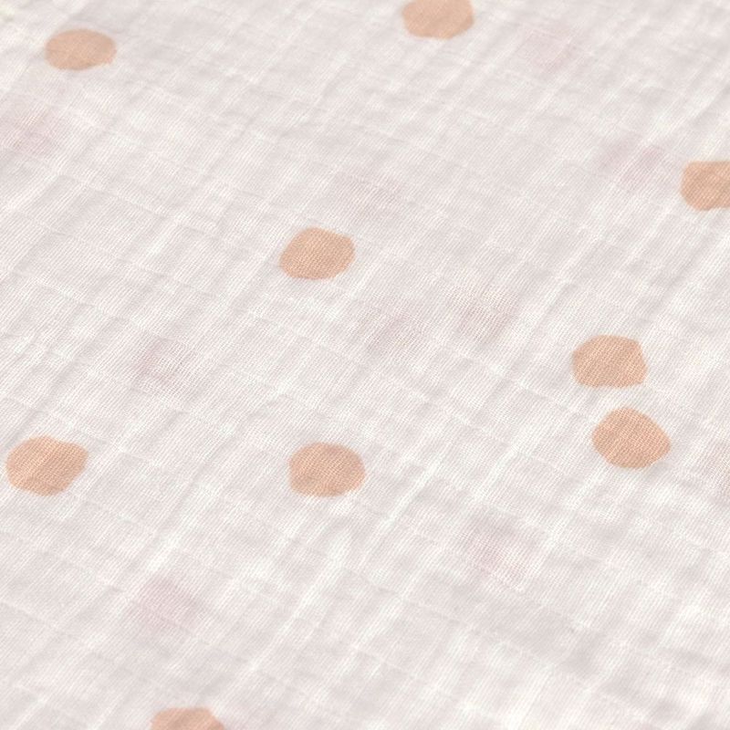 Mulltuch in Offwhite mit pfirsichfarbenen Tupfen