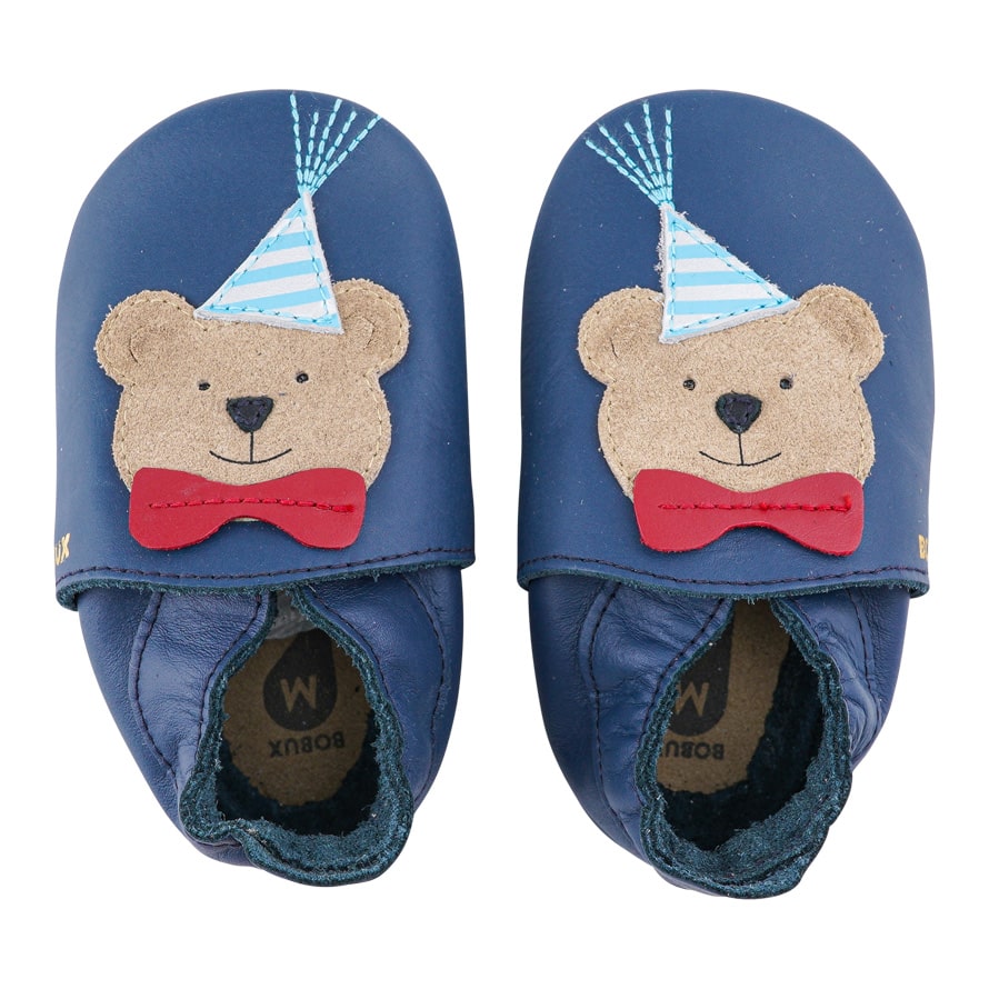 21-Party-Bear-Navy-Haupt BOBUX Lederfinkli Party Bear Navy in dunkelblau mit Partybär