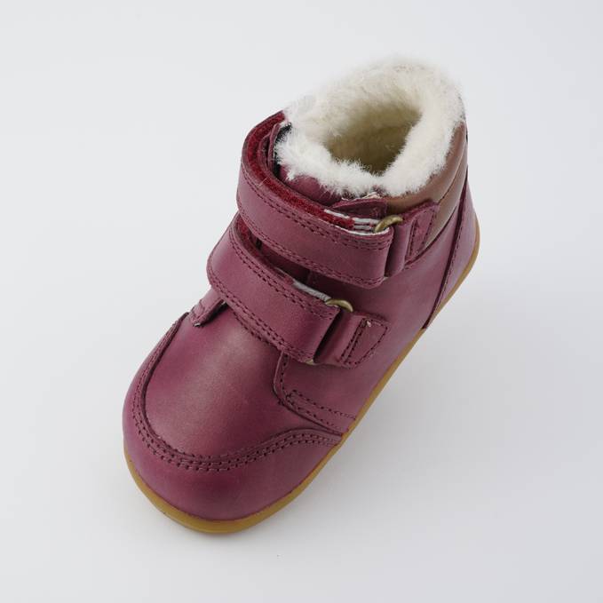 Bobux Step up Timber Arctic Lauflernschuh in bordeauxrot mit breitem Einstieg