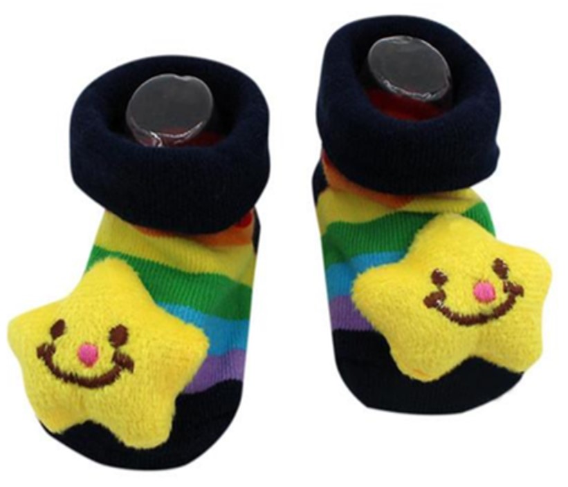 Baby ABS-Socken in schwarz und bunt mit süssem Stern