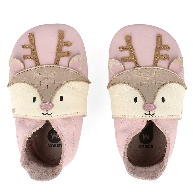 Bobux-Fawn-Rosewater-1 BOBUX Lederfinkli "Fawn Rosewater Vanilla" mit niedlichem Rentier in Rosé