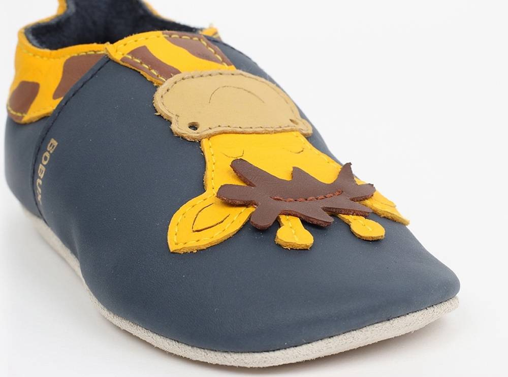 Bobux Soft Sole Giraffe Navy mit weicher Wildledersohle