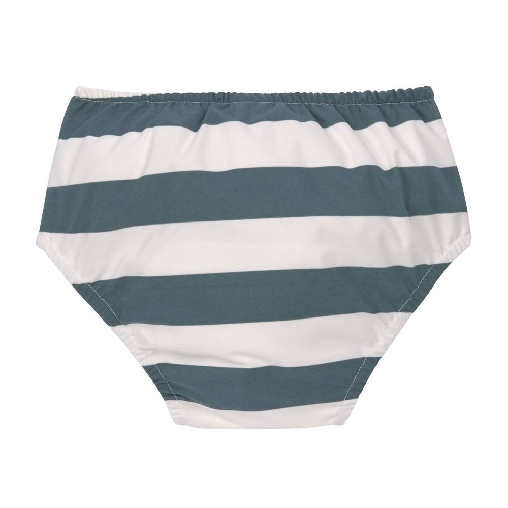 Rückseite der LÄSSIG Badehose "Block Stripes Blue" gestreift in blau und offwhite