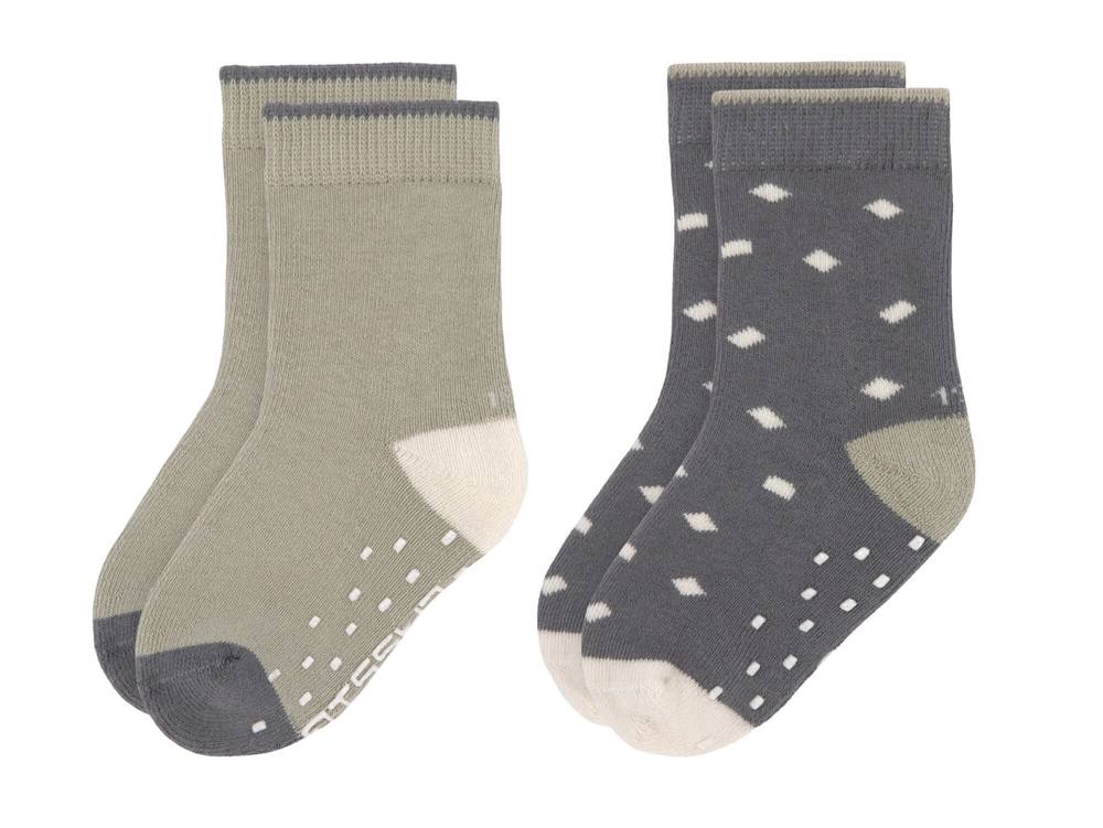 LÄSSIG Antirutsch-Socken "Olive" in Oliv und Anthrazit