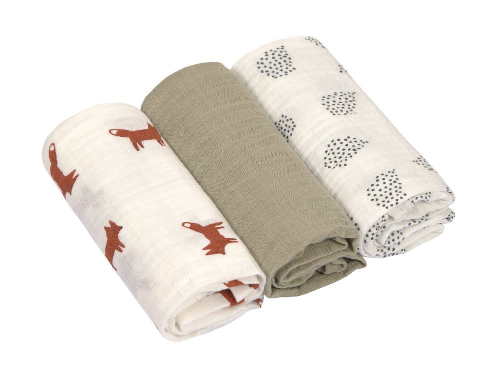 3er Pack LÄSSIG Mulltücher Little Forest Fox