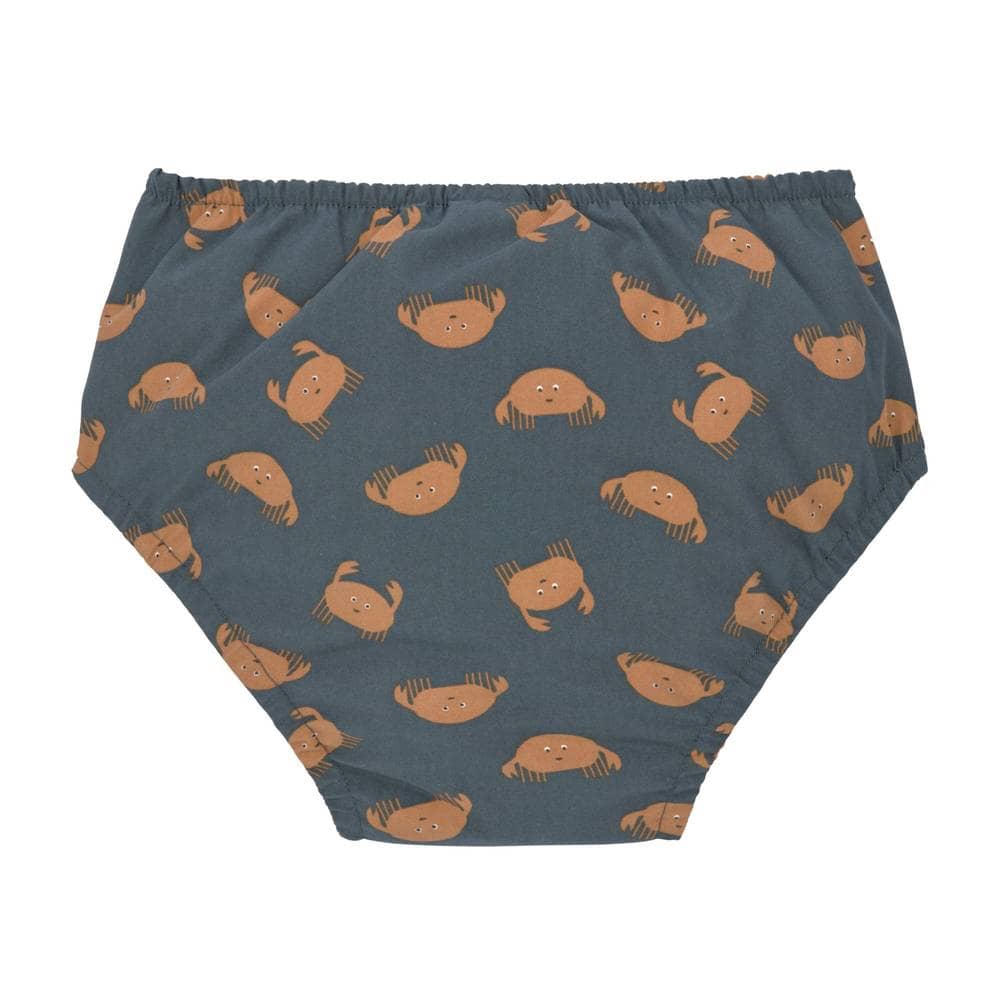 Rückseite der LÄSSIG Badehose "Crabs Blue" in blau mit witzigen Krabben