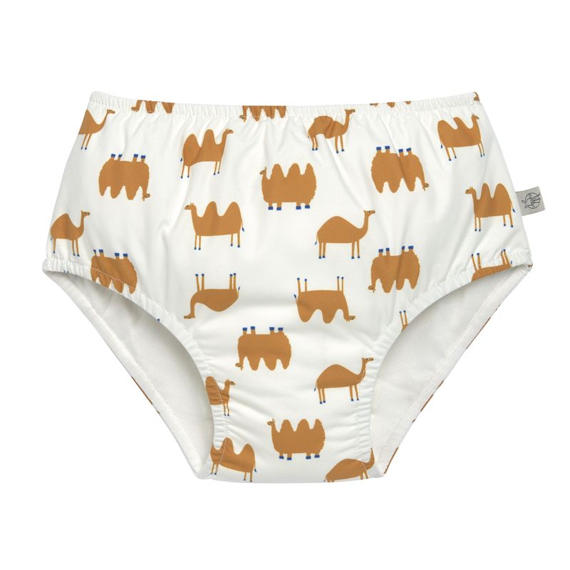 LÄSSIG Schwimmwindel "Camel Nature" in Offwhite mit goldgelben Kameln und Dromedaren