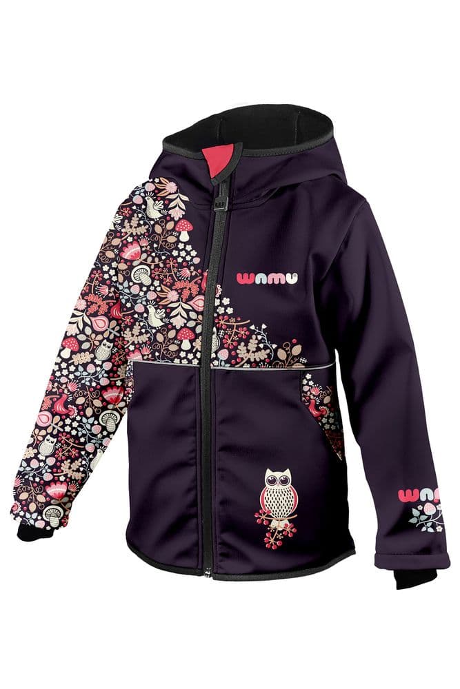 Wamu-OwlViolett-Softshelljacke-Front WAMU Softshelljacke Kinder "Owl Purple"