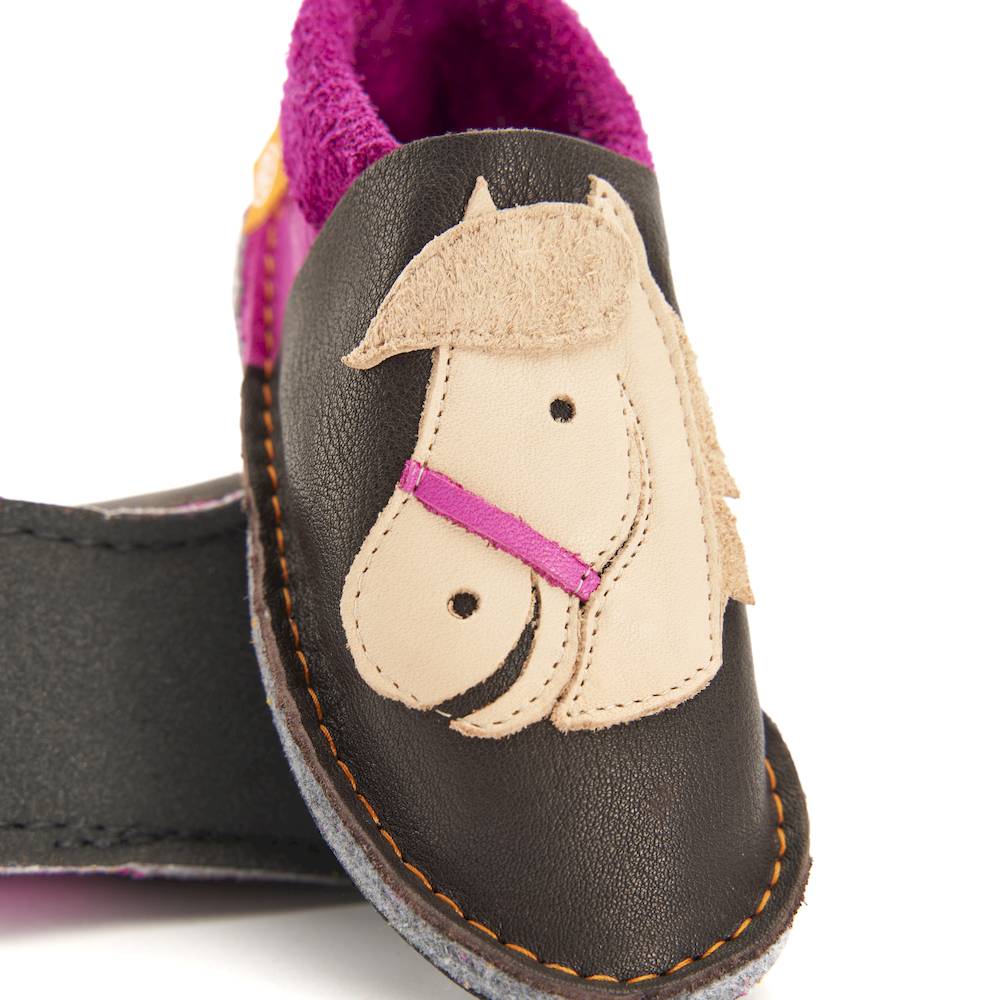 Orangenkinder Kiga-Schuhe "Polly" in braun mit Pony