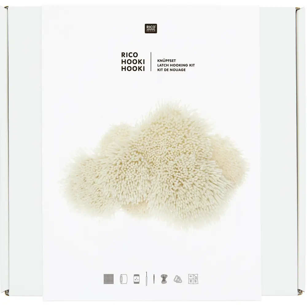 Knüpfset Hooki Hooki Wolke in weisser Box , perfekt zum Verschenken