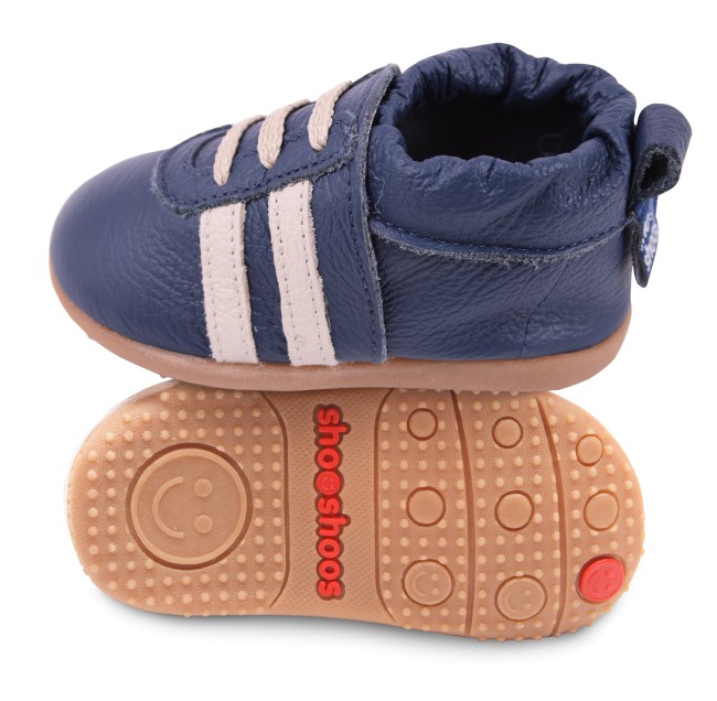 SMY4-Navy Shooshoos Schuhe SMY04 Navy Beige - dunkelblau mit beigen Streifen