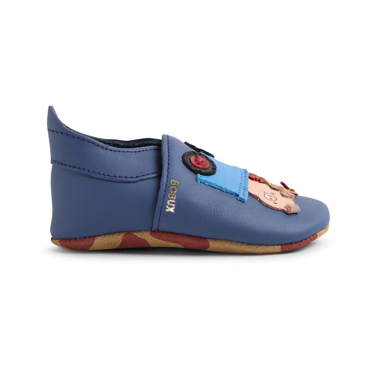 Seitenansicht der Bobux Lederfinken "Rusty Ride Indigo" mit ergonomischem Design