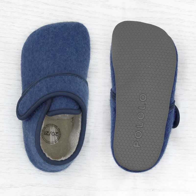 POLOLO Barfuss-Hausschuh Wolle Blau POLOLO Barfuss-Hausschuh Wolle Blau