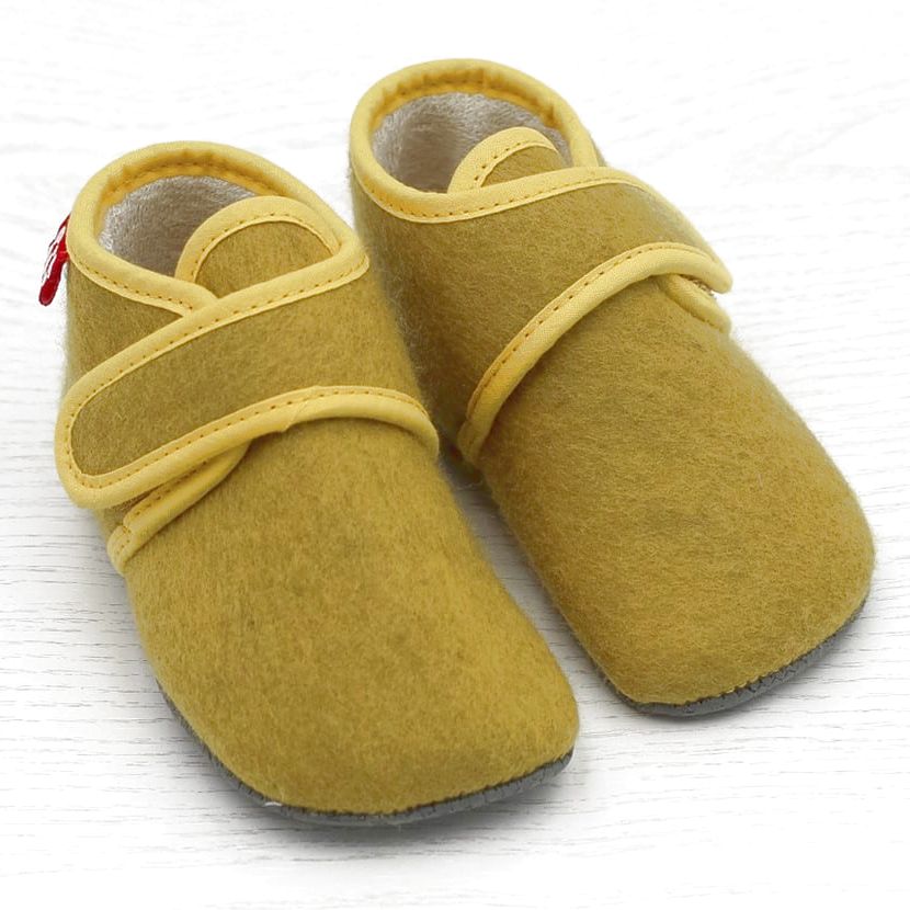 POLOLO Barfuss-Hausschuh Wolle Gelb POLOLO Barfuss-Hausschuh Wolle Gelb