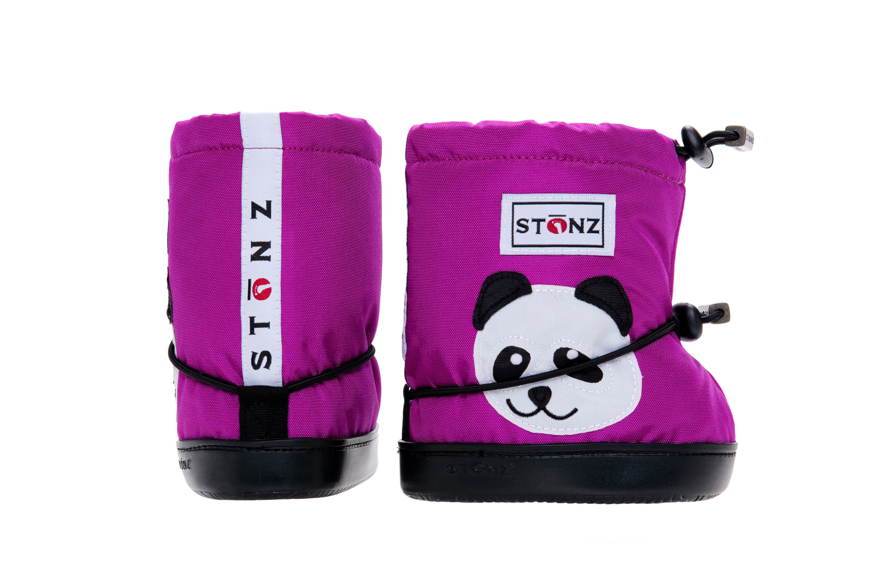 Stonz Toddler Booties Panda, seitlich und von hinten.