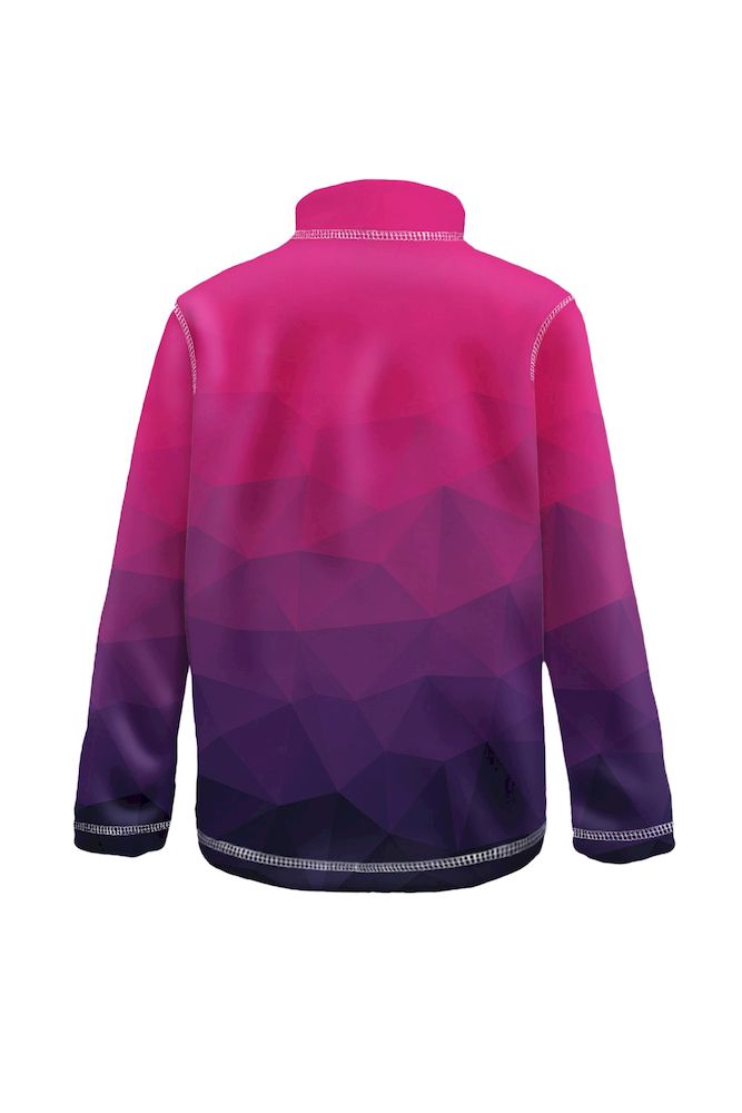 Rückseite der Fleecejacke Mosaic Purple in pink und lila mit Farbverlauf