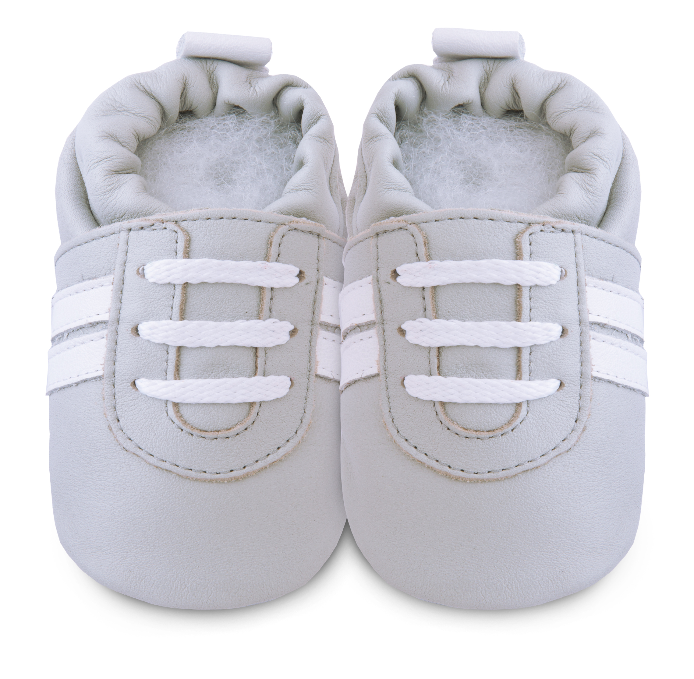 102958_Skyline Shooshoos Lederfinken in hellgrau und weiss im Sneakerstyle.