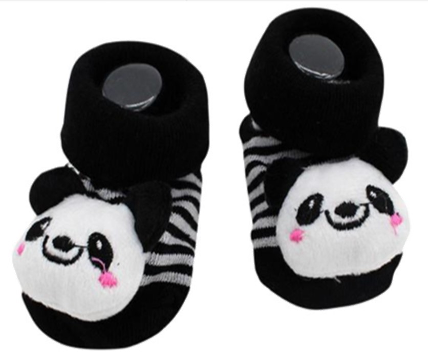 Baby ABS-Socken in schwarz und weiss mit süssem Panda