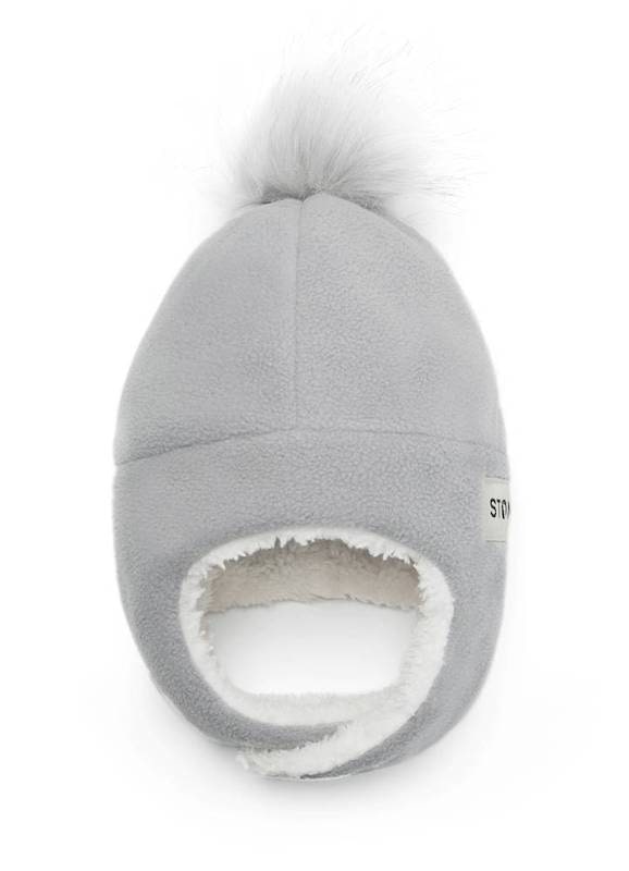 Fleece-Hat-Grey-Front Stonz Wintermütze Haze Grey aus warmem Sherpa-Fleece