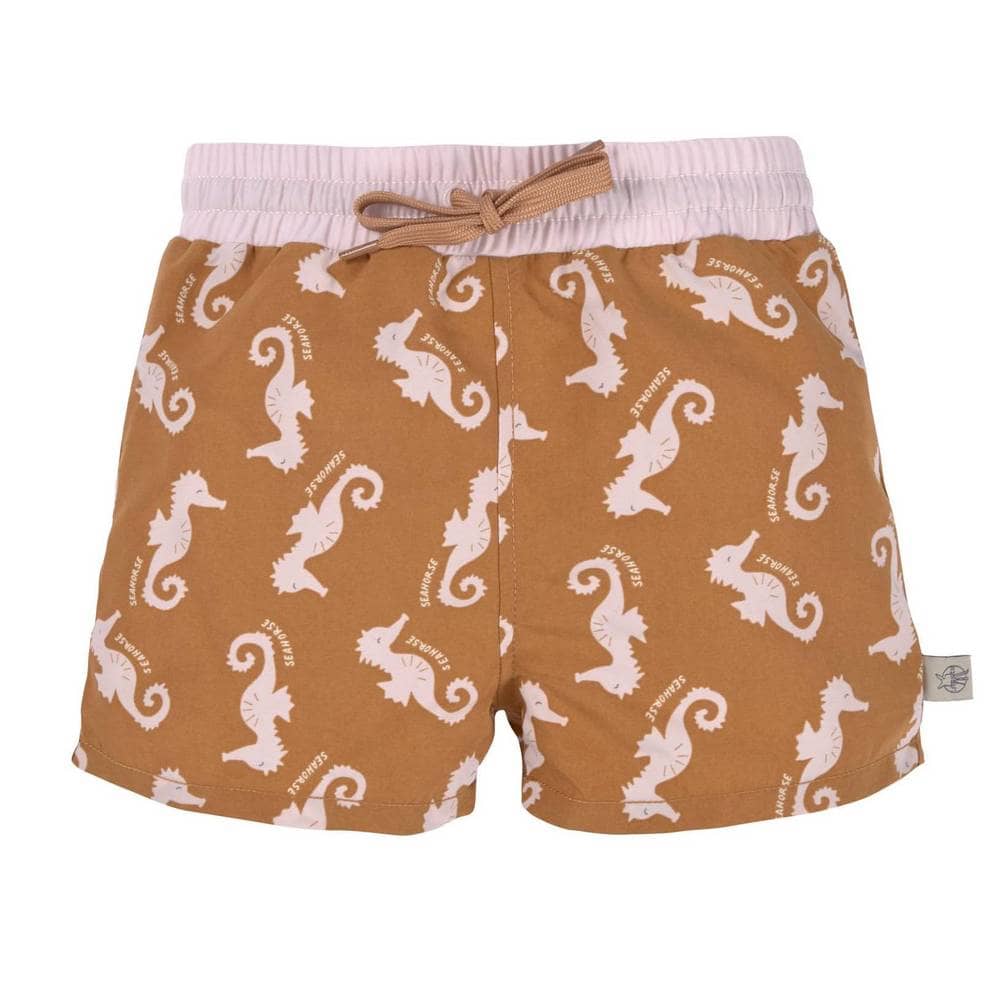 LÄSSIG Mädchen Boardie Shorts "Seahorse Caramel" mit herzigen Seepferdchen