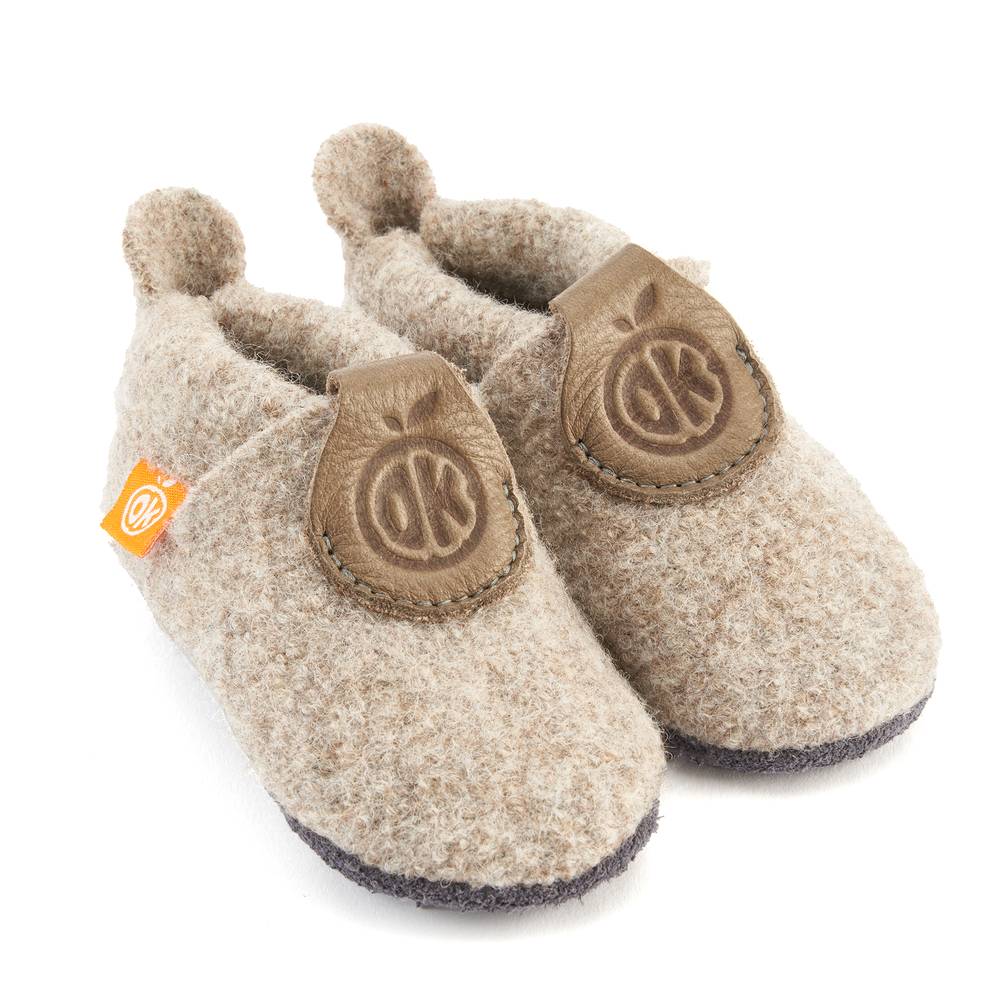 ORANGENKINDER "Wolli" Wollwalk-Hausschuhe Uni Beige