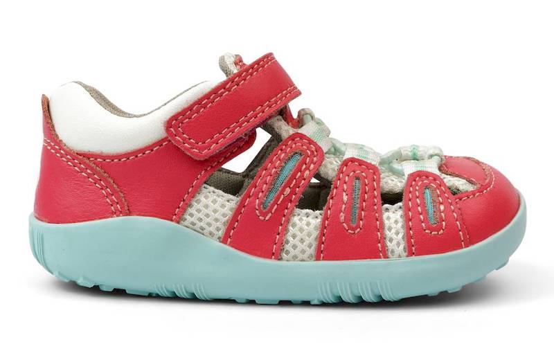 Bobux-Summit-Guava-Seite Bobux Summit Sandale Guave in pink und mint aus wasserfreundlichem Leder