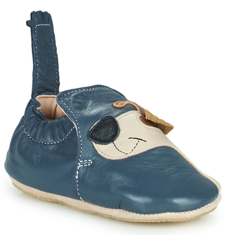 Krabbelschuhe von Easy Peasy mit verlängerter Lasche "Blublu Chien Oeil Denim"