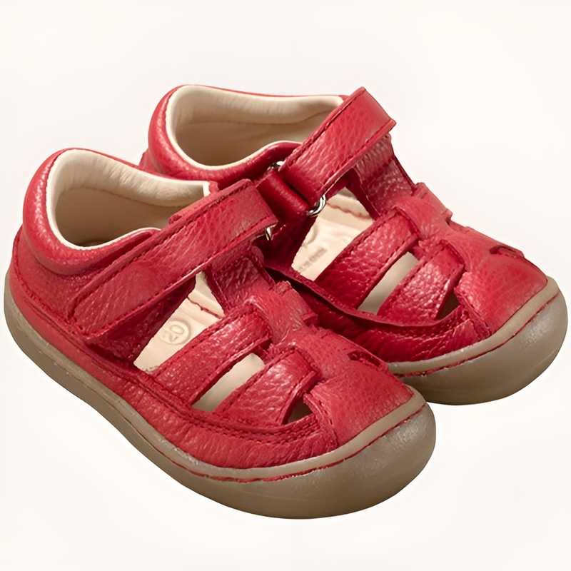 Rote Ledersandalen "Verano" von Pololo mit TPR-Sohle