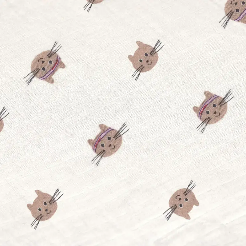 Lässig Baumwolltuch in Offwhite mit witzigen Katzenköpfen