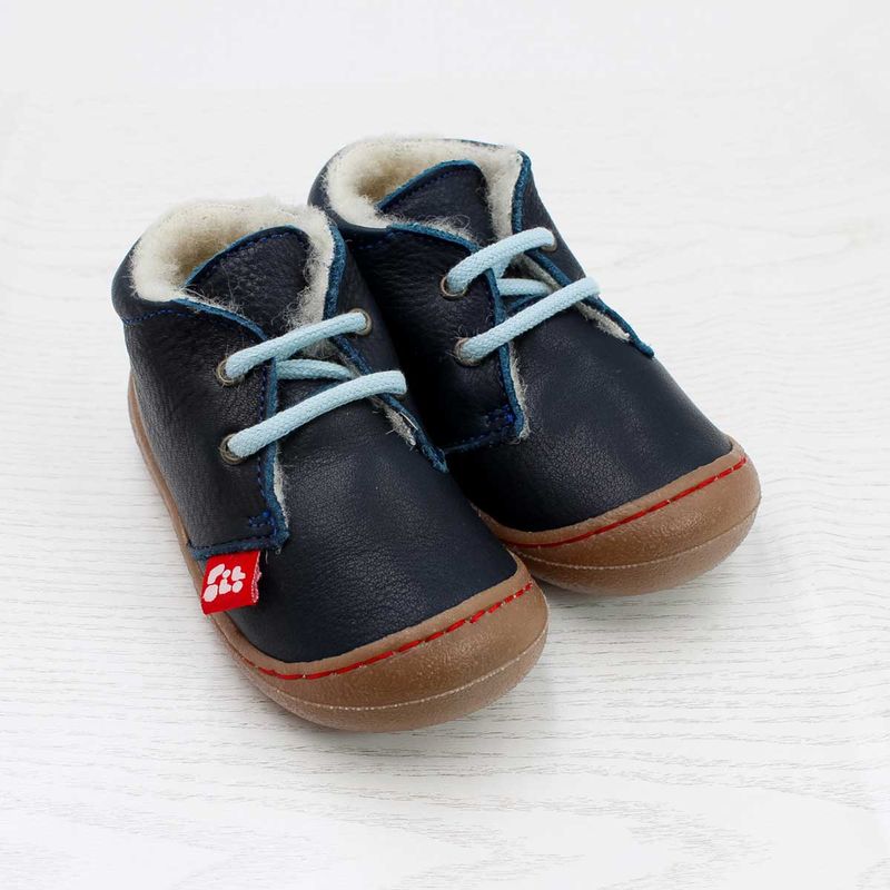 Pololo-Kinderschuhe_Juan-gefuttert-blau_Front-opt POLOLO Juan mit Wollfutter zum Schnüren in Blau