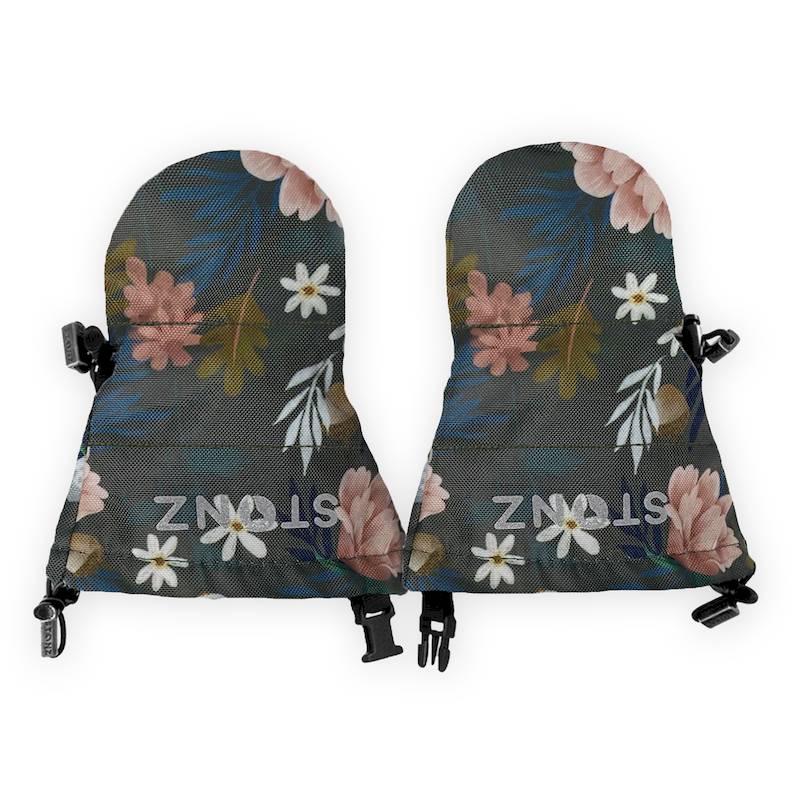 Baby-Mitts-Woodland-Aussenseite Stonz Baby Handschuhe Woodland in Oliv mit Blumen