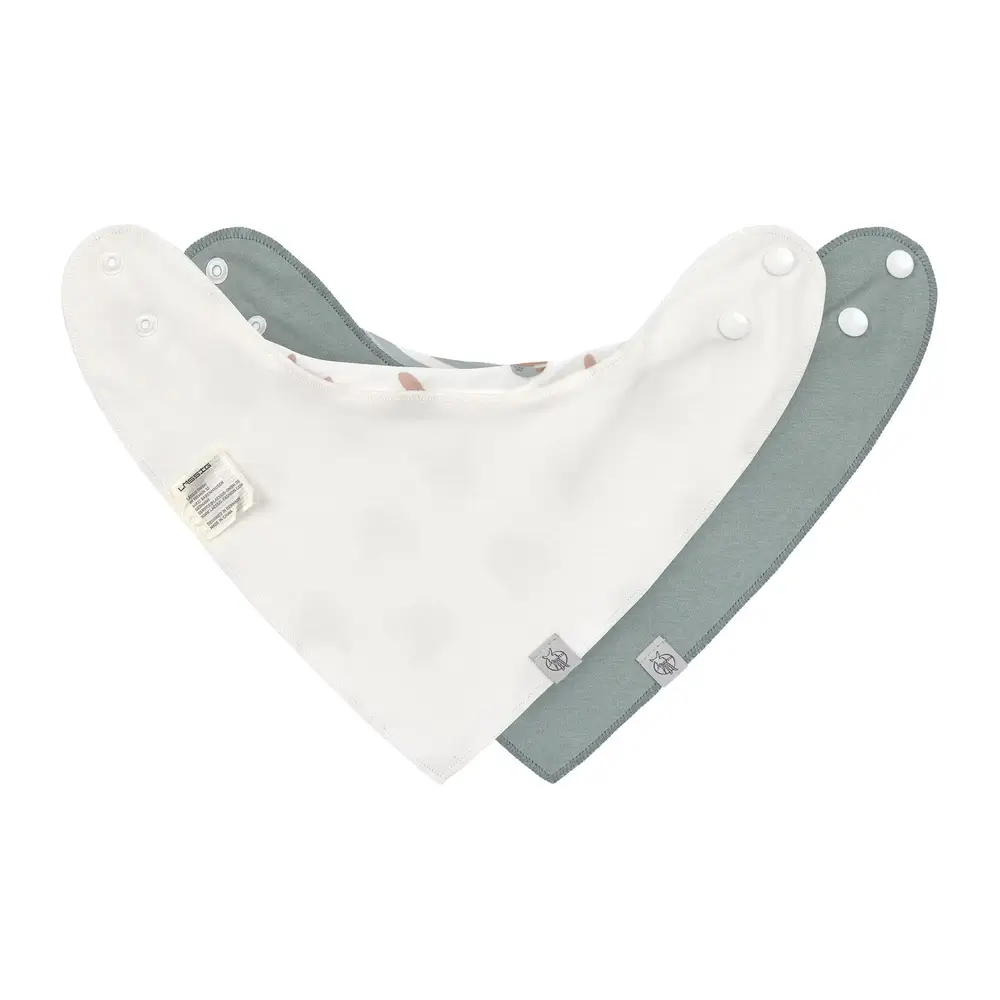 Unifarbene Rückseite der Baby-Halstücher Tiny Team Dog in Off-White und Graugrün