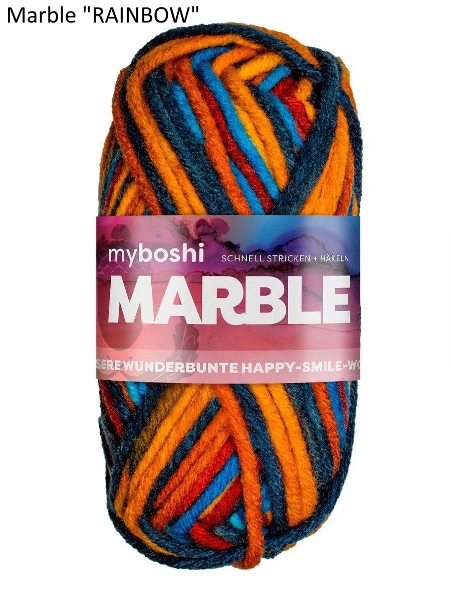 myboshi Marble "Rainbow" in Rot-, Orange- und Blautönen