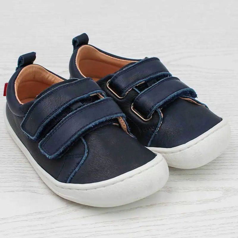 Pololo-Barfuss-Sneaker-Blau-front POLOLO Barfuss Sneaker in dunkelblau aus Naturleder