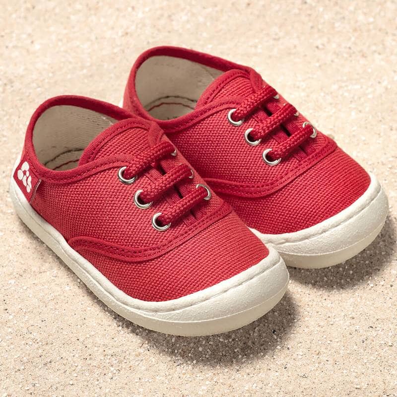 POLOLO Pepe Sneaker Vegan zum Schnüren in rot