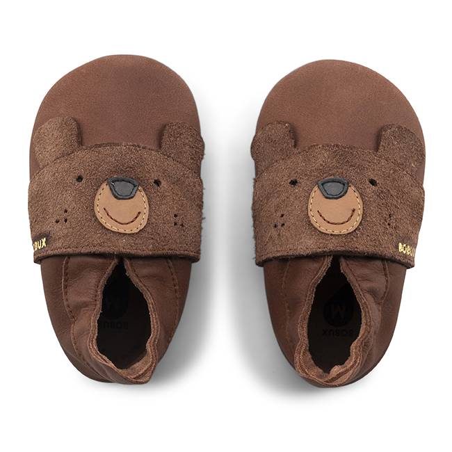 22-Bobux-Papa-Bear-Toffee-Paar BOBUX Lederfinkli "Papa Bear Toffee" mit freundlichem Bären