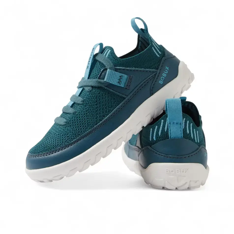 Alpha Meta Mediterranean Barfuss Sneakers in Petrolaus Strickmaterial mit Schnürung.