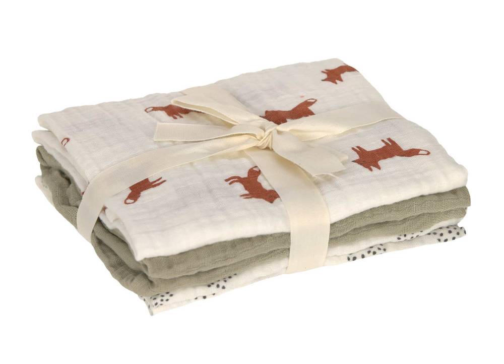 LÄSSIG Little Forest Fuchs Mulltücher im 3er Geschenkset