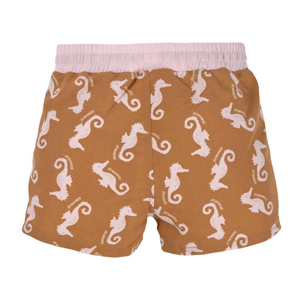 Rückseite der kurzen Badehose "Seahorse Caramel" von LÄSSIG