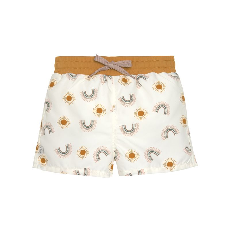 LÄSSIG Mädchen Boardie Shorts "Rainbow Nature" in Off-White mit Sonnen und Regenbögen