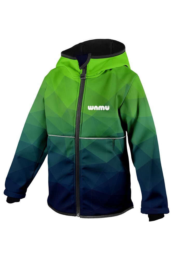 WAMU-MosaicGreen-Softshelljacke-Front WAMU Softshelljacke Kinder "Mosaic Green"