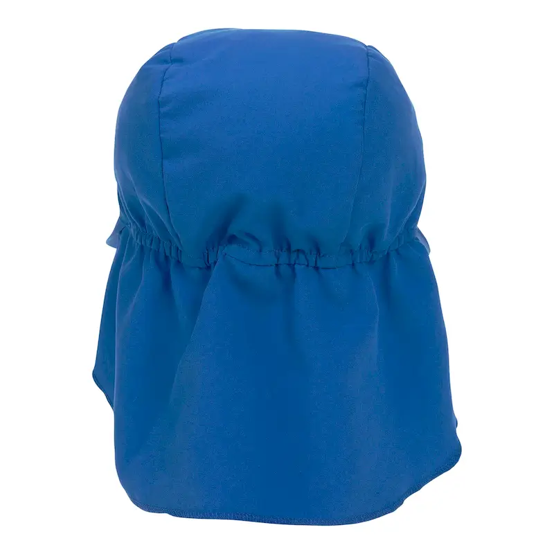Rückseite des Sonnenhutes Flap Hat Royal Blue von LÄssig mit Gummizug für perfekten Sitz