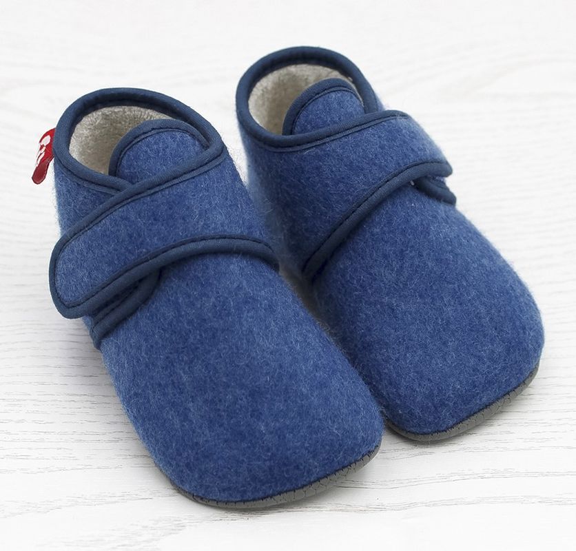 POLOLO Barfuss-Hausschuh Wolle Blau POLOLO Barfuss-Hausschuh Wolle Blau