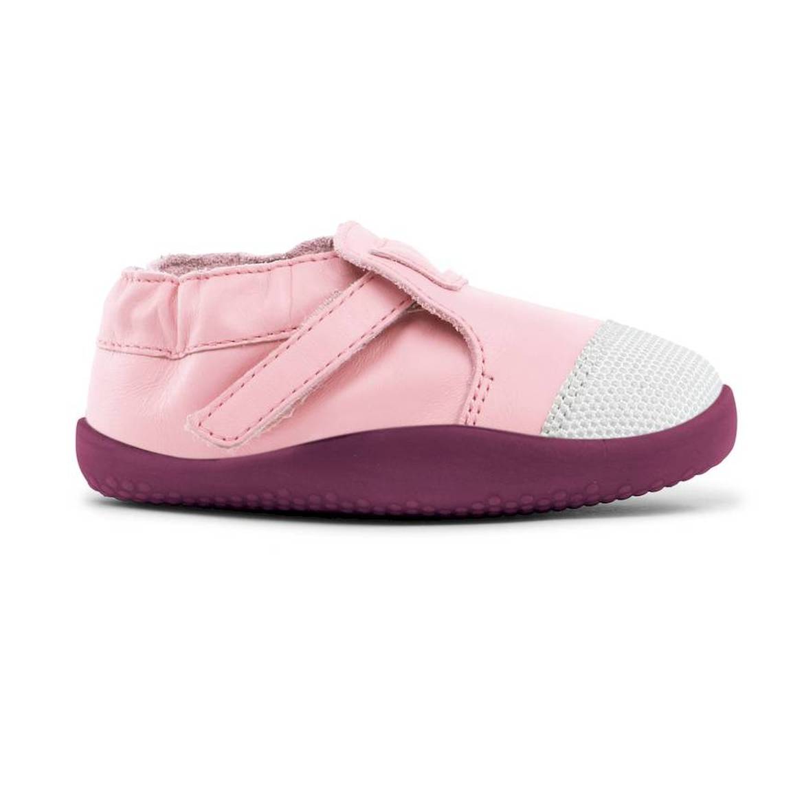 Arctic-Blush-Burgundy-seitlich bobux Origin Arctic mit Knöchelgummi und Klettverschluss