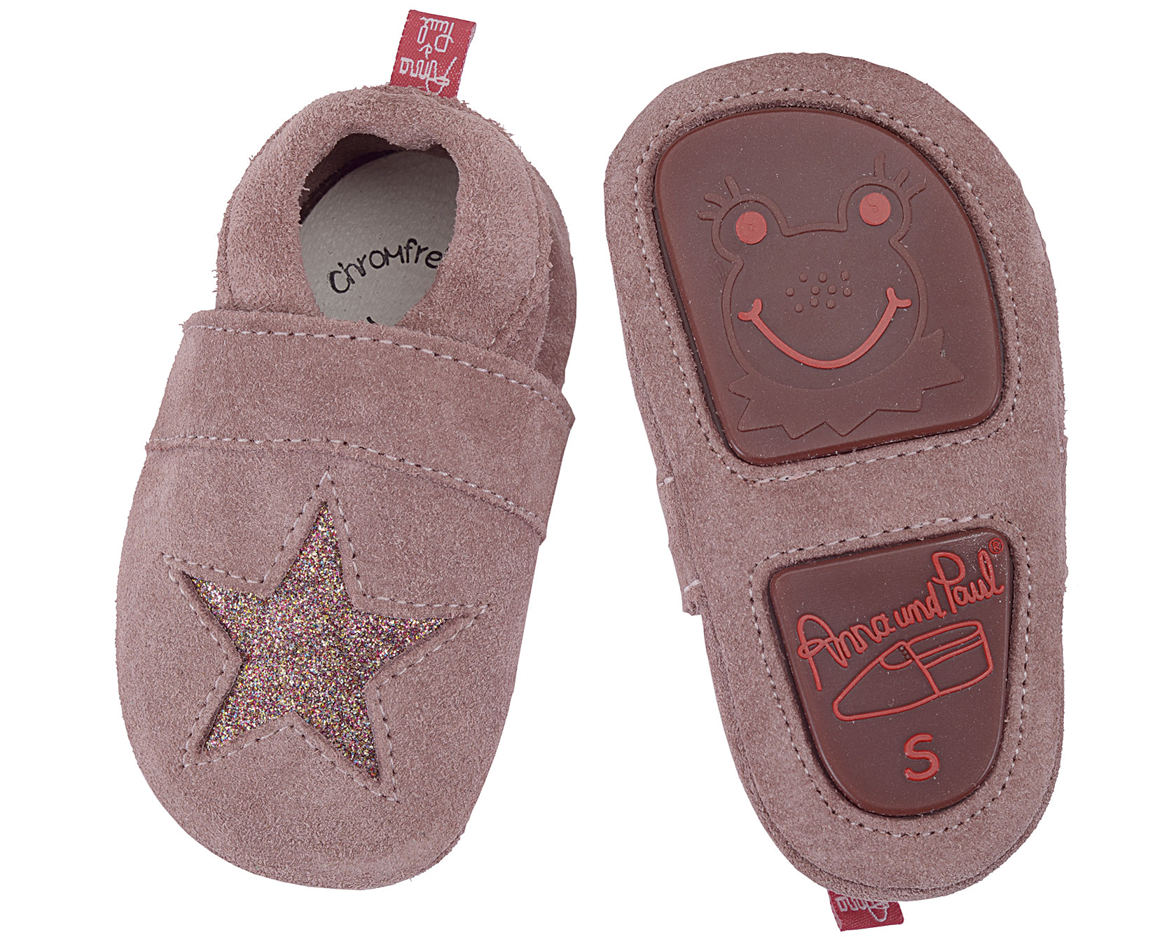 stella-wildleder-rose Anna und Paul Lederfinken Stella in rosé mit Glitzerstern