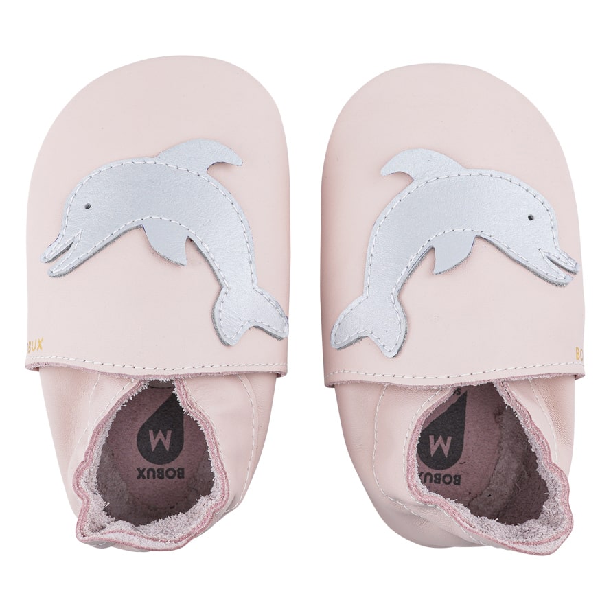 BOBUX Lederfinkli Flip Blossom in rosé mit silbernem Delfin