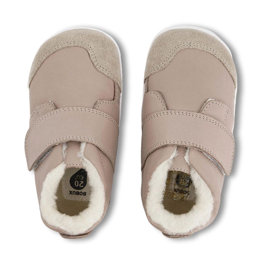 Bobux Lauflernschuhe Rover Arctic von oben in hellem Taupe mit warmem Merinofutter