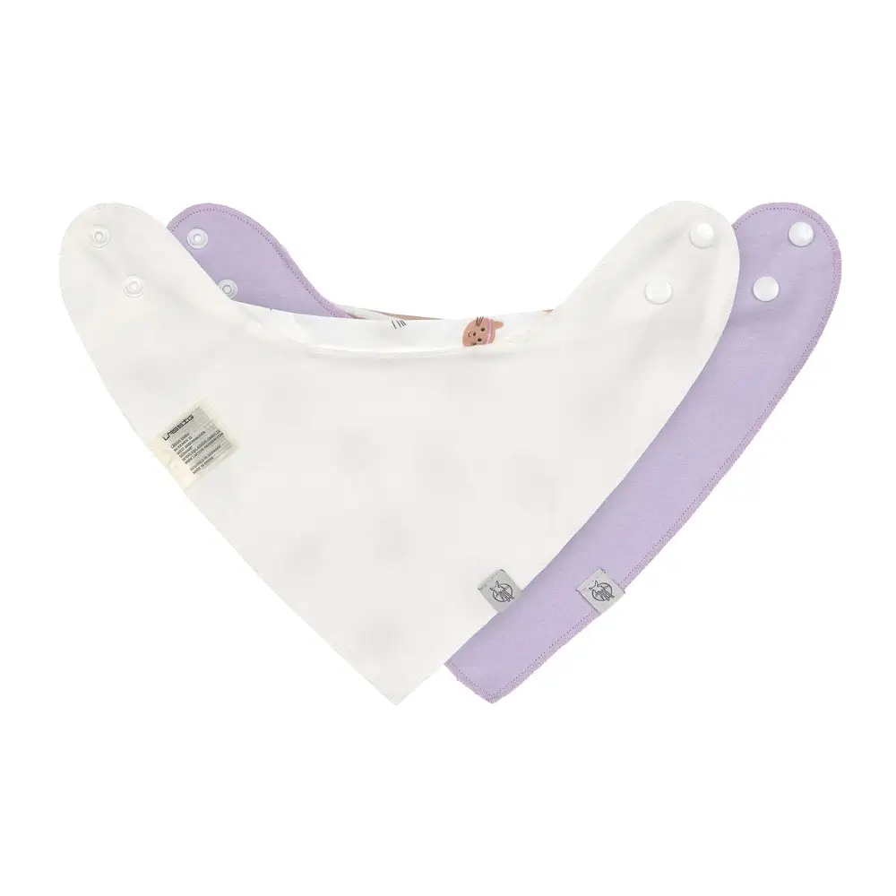 Rückseite der Halstücher Tiny Team Cat in unifarben Off-White bzw Altrosa